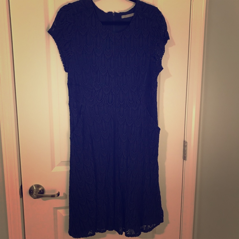 Blue Lace Cap Sleeve Dress